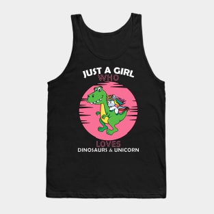 Just a Girl Who Loves dinosaurs and Unicorn Tank Top